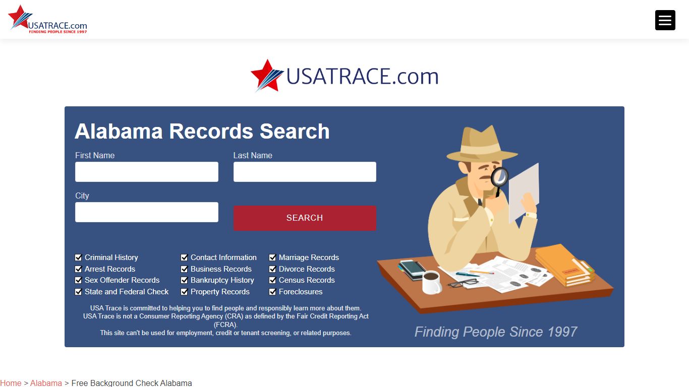 Free Background Check Alabama - USATrace.com